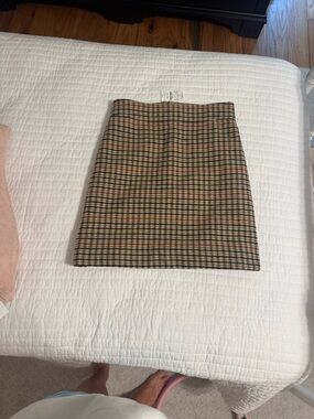 J. Crew Classic Plaid Skirt Tan and Black